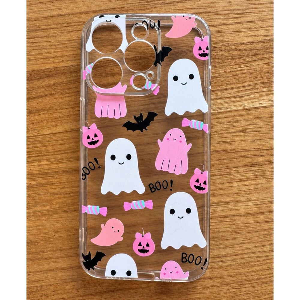 Pink Ghost Halloween iPhone 15 Pro Case